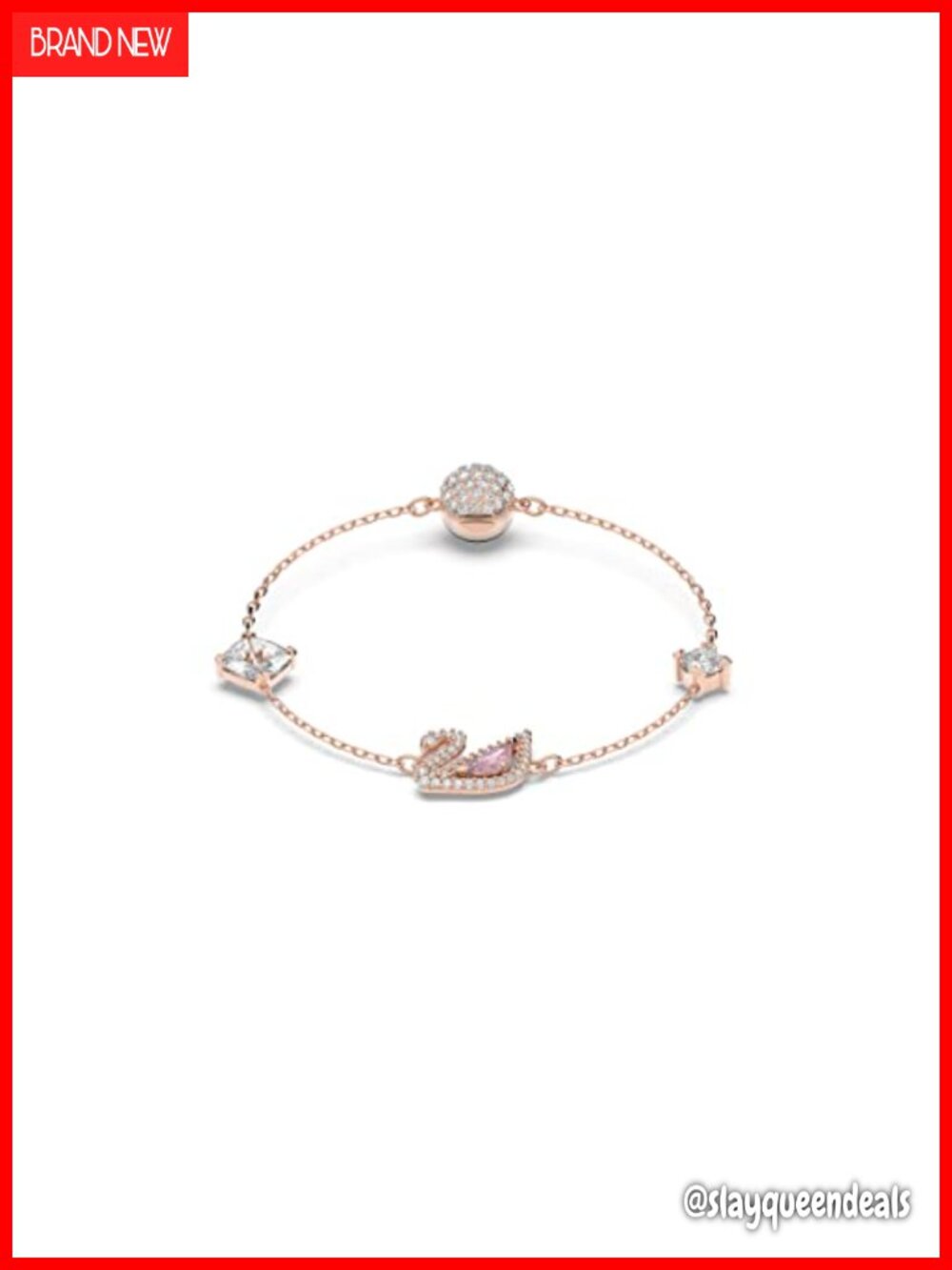 Swarovski Dazzling Swan Bracelet Link Crystal Rose-Gold Tone Plated